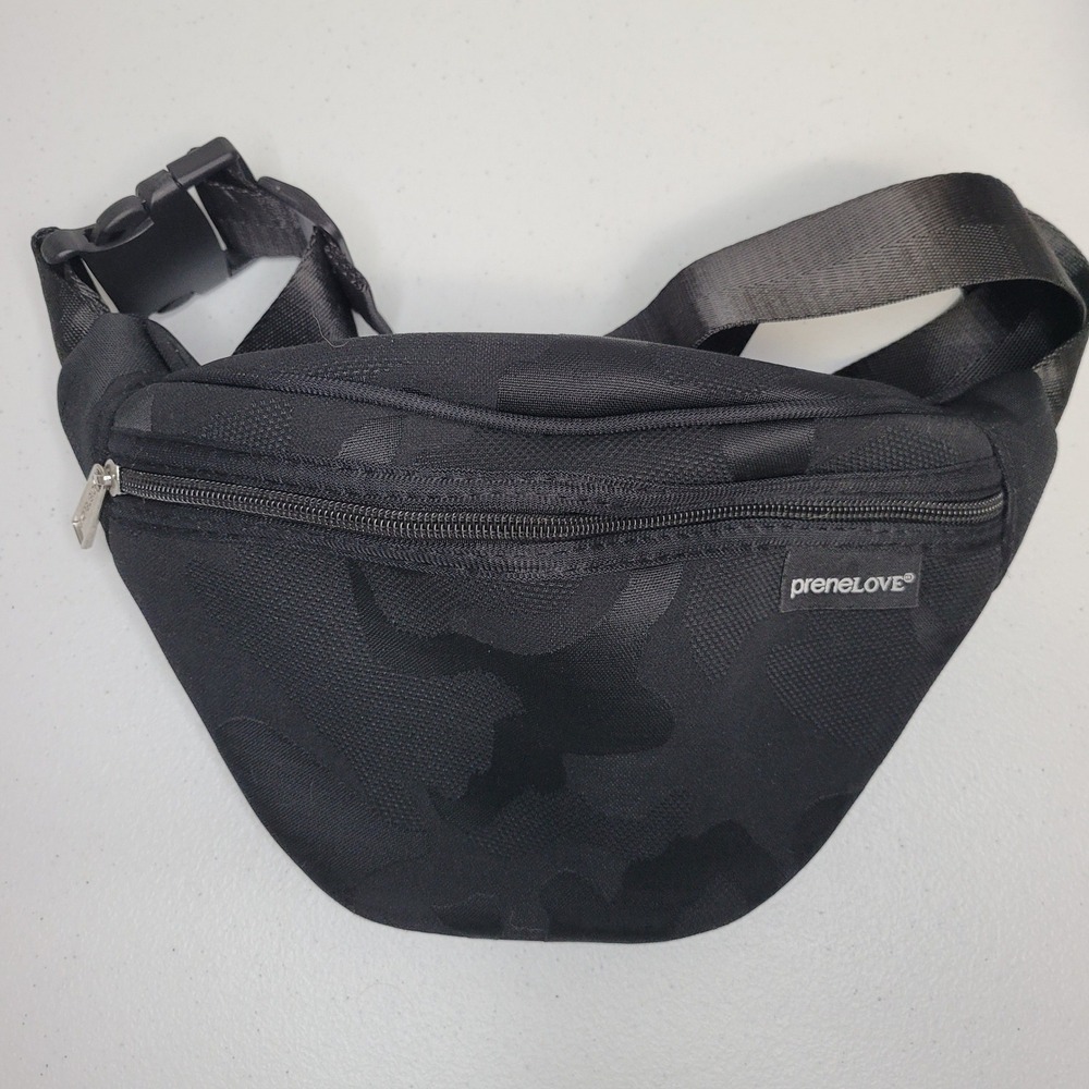 PreneLOVE Black Camo Neoprene Fanny Pack Belt‎ Bag Pink Lining